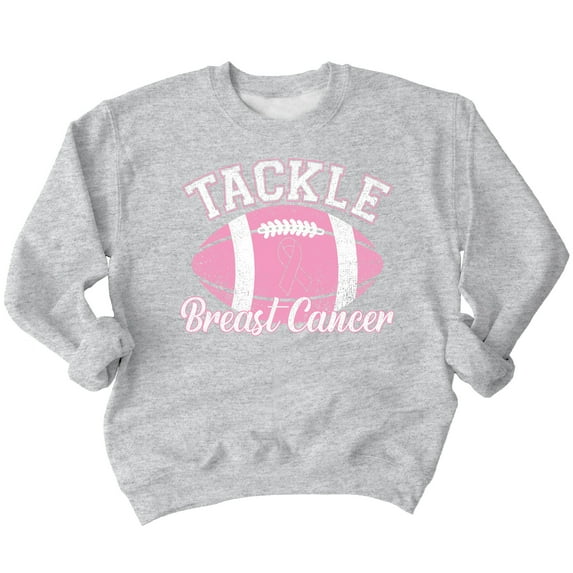 Tackle Breast Cancer Support Crewneck Sweatshirt, XL, H. Grey