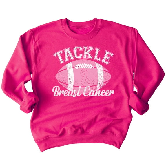Tackle Breast Cancer Support Crewneck Sweatshirt, XL, Pink