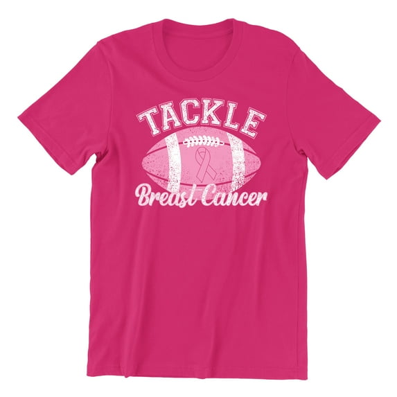 Tackle Breast Cancer Support Unisex Men's T-shirt, S, Cyber Pink