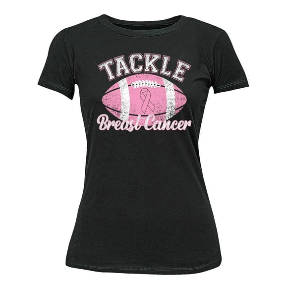 Tackle Breast Cancer Support Women's T-shirt, M, Black