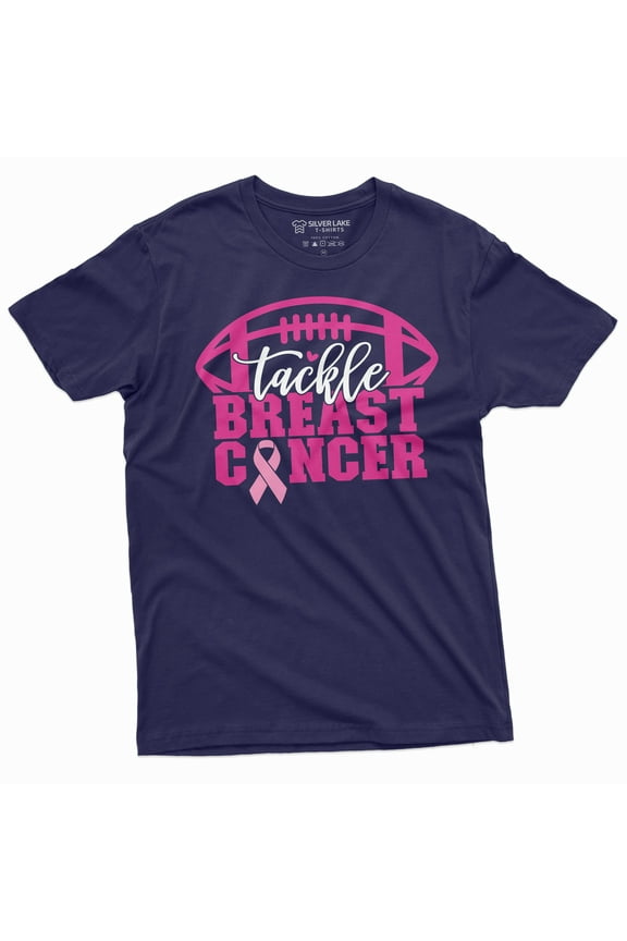 Tackle Breast Cancer T-Shirt Womens Mens Unisex Awareness Tee Shirt Sports Tee Shirt (X-Large Navy Blue)