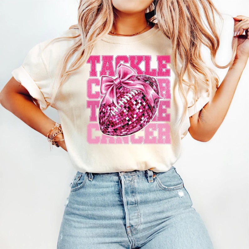 Tackle Cancer In October We Wear Pink Football Breast Cancer Coquette