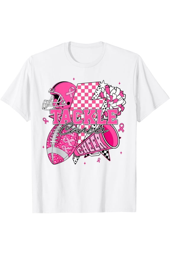 Tackle Football Breast Cancer Awareness Cheer Football Mom T-Shirt TShirt