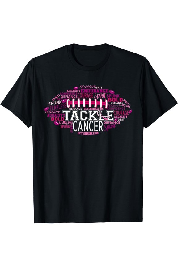 Tackle Football Pink Ribbon Breast Cancer Awareness Women T-Shirt