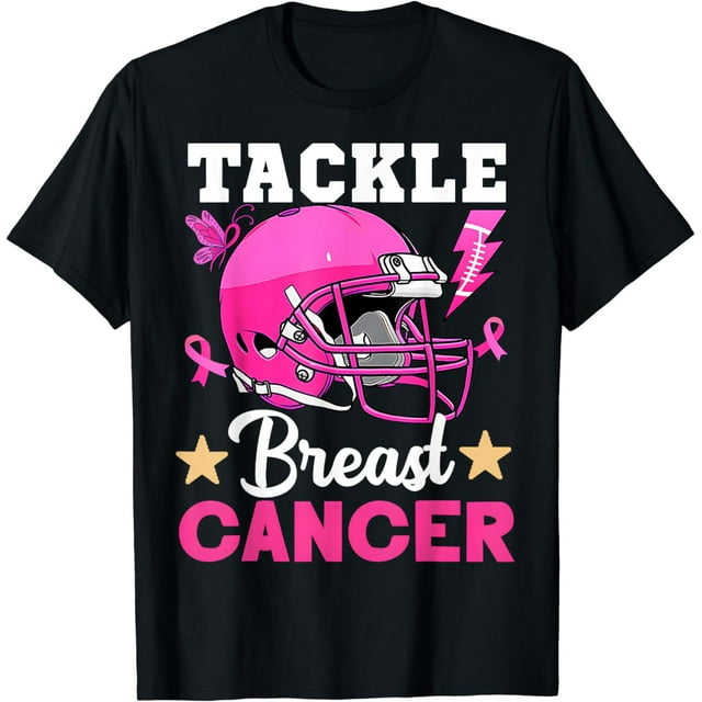 Tackle Football Pink Ribbon Hippie Breast Cancer Awareness T-Shirt ...