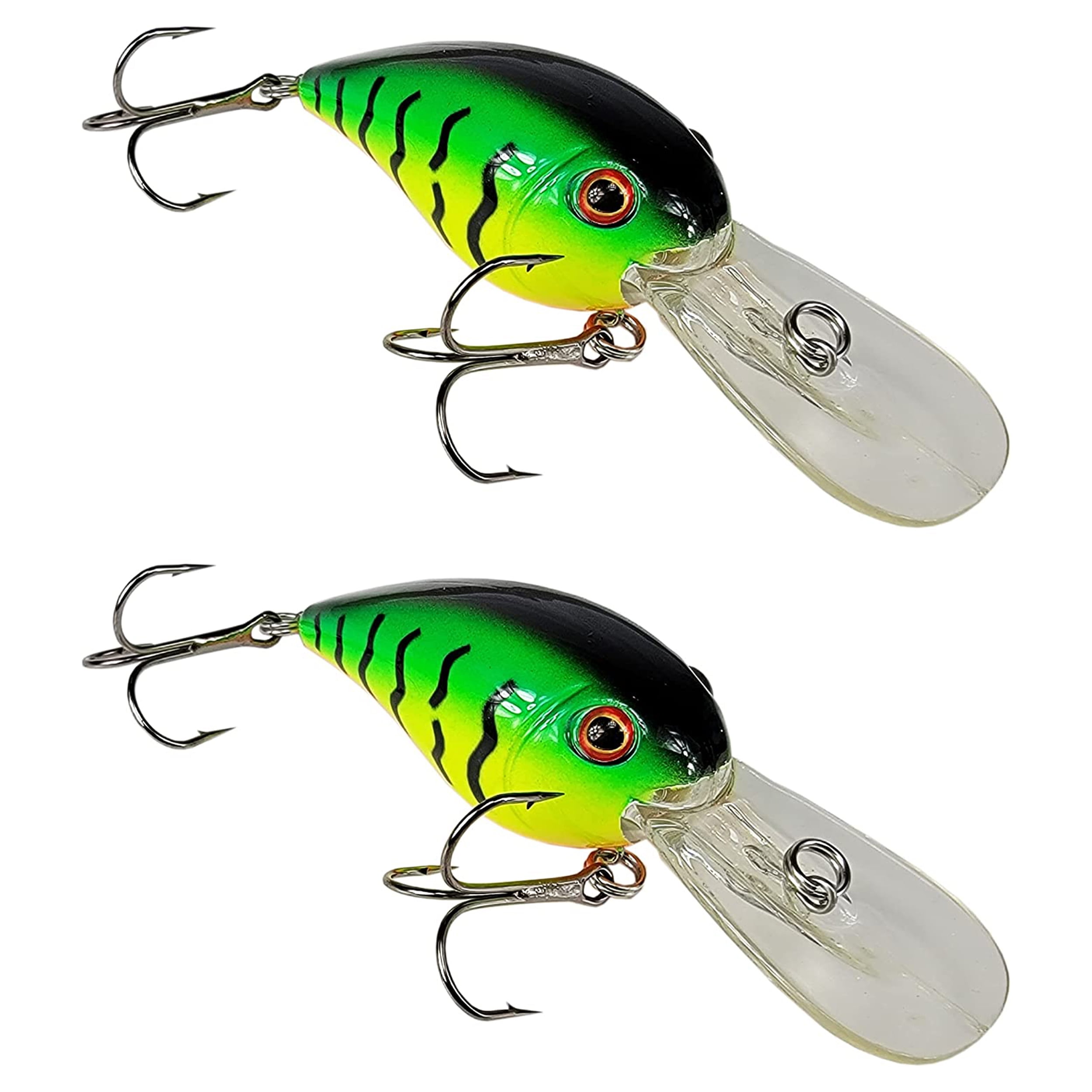 Tackle HD 2-Pack Crankhead Crankbait, Fishing Bait with 9 to 14 Feet Depth,  Fishing Lures for Freshwater or Saltwater, Hard Swimbaits for Bass,  Crappie, or Walleye, Firetiger 