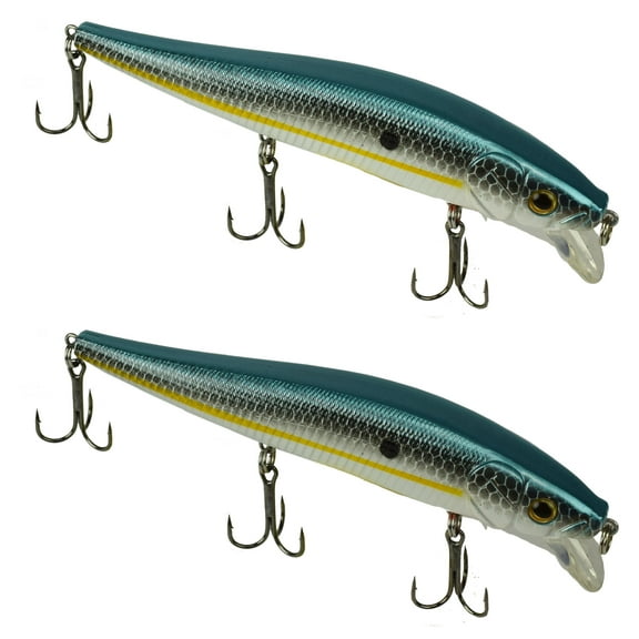 Tackle HD 2-Pack Fiddle-Styx Magnum Jerkbait, 5 1/2" x 5/8" Suspending Jerk Baits, Freshwater or Saltwater Fishing Lures, Trout, Crappie, Walleye, or Bass Lures, SX Shad