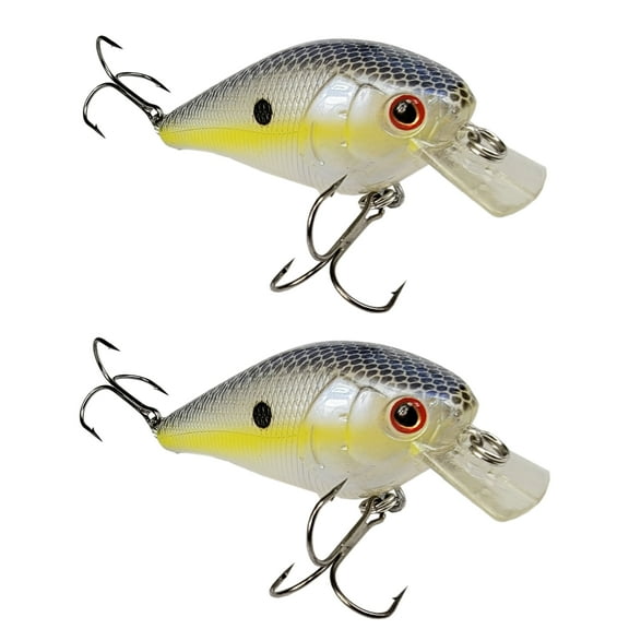 Tackle HD 2-Pack Square Bill Crankbait, 2.75" Lipped Rattle Crankbaits with Fishing Hooks, Top Water Fishing Lures for Crappie, Walleye, Perch, or Bass Fishing, Chartreuse Shad