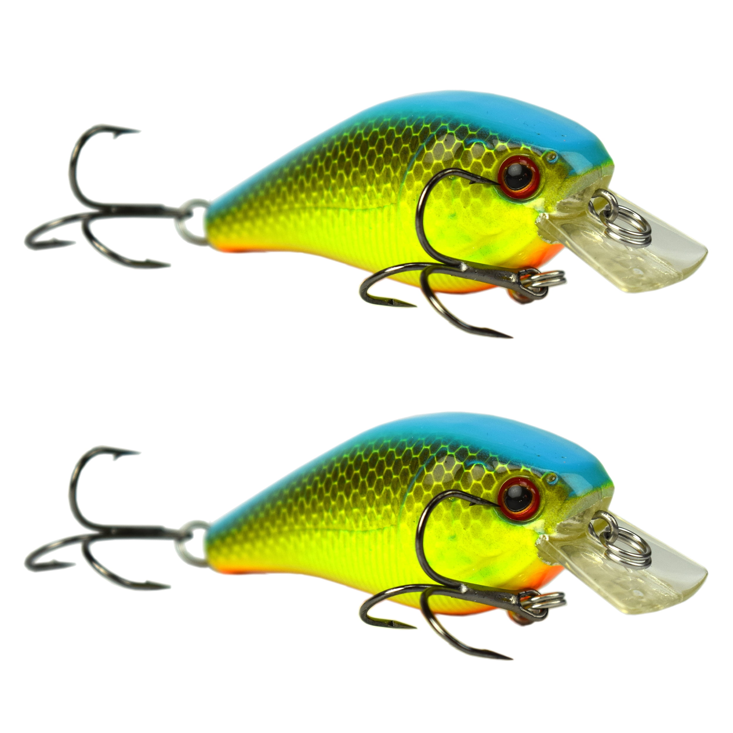 Tackle HD 2-Pack Square Bill Crankbait, 2.75 Lipped Rattle Crankbaits with  Fishing Hooks, Top Water Fishing Lures for Crappie, Walleye, Perch, or Bass  Fishing, Chartreuse Blue Back 