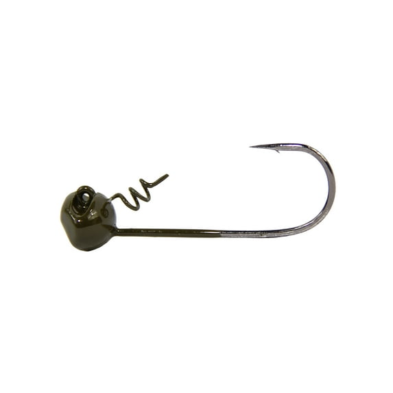 Tackle HD 3-Pack MF Shakey Head Jig Hooks, 1/4 Ounce Weighted Swimbait Jig Heads with Fishing Hooks and Bait Keeper, Football Freshwater or Saltwater Fishing Jigs, Green Pumpkin