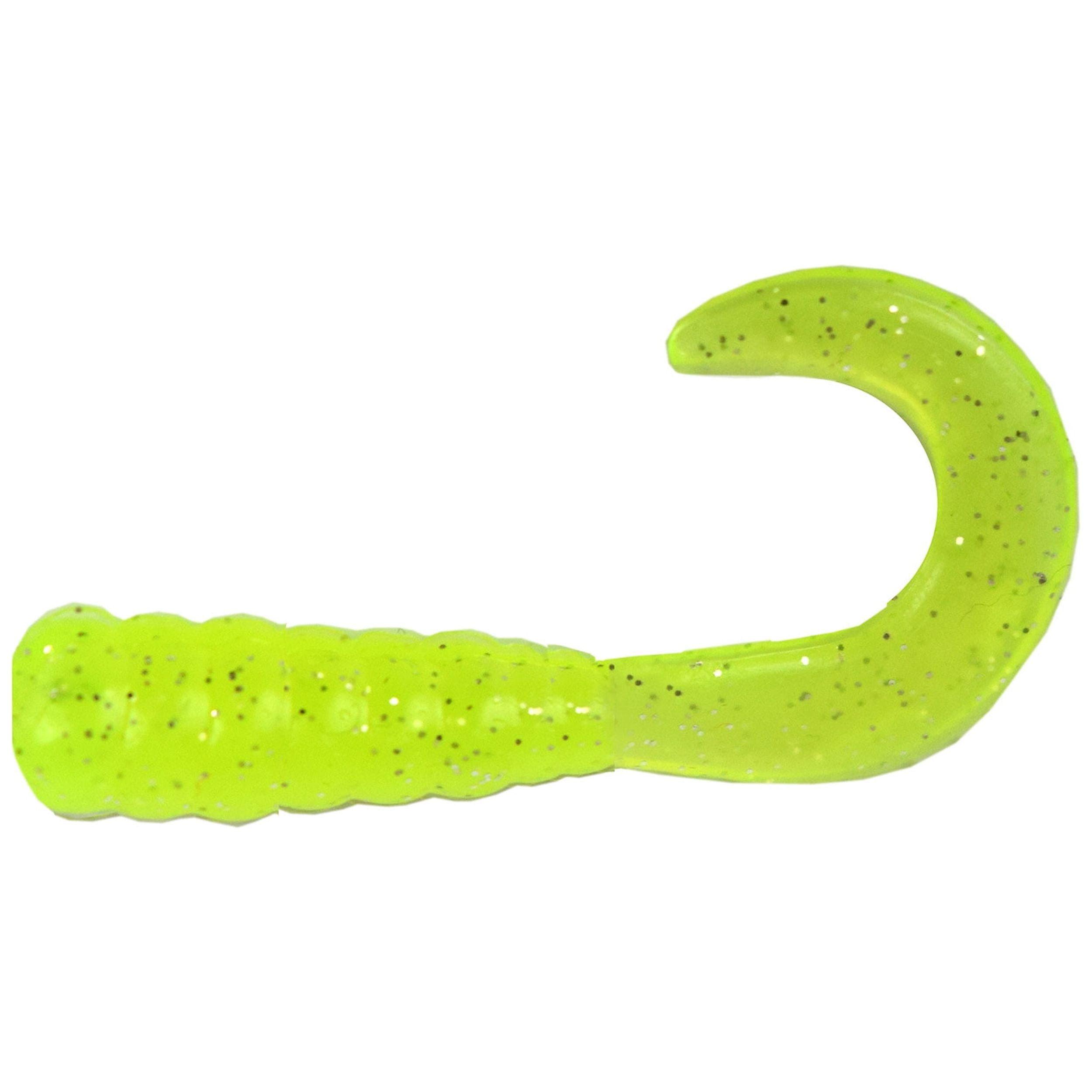 Tackle HD 40-Pack Grub Fishing Lures, 2-Inch Skirted Grub with Curly Tail, Bulk  Fishing Grubs for Crappie, Bass, Walleye, or Trout Bait, Freshwater or  Saltwater Swimbait, Chartreuse Glitter 