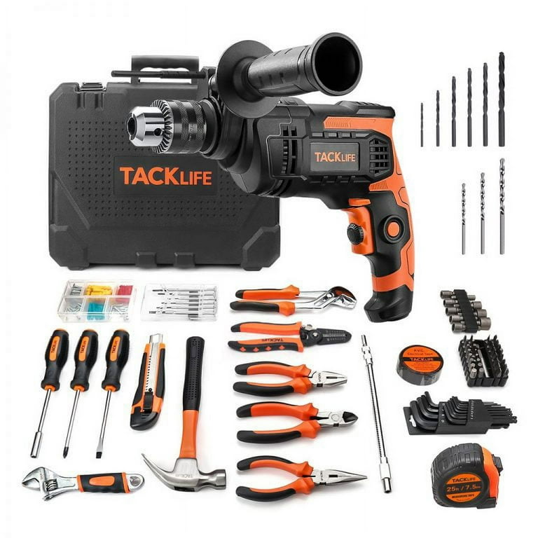 145-piece Home Tool Kit 6.5Amp Hammer Drill, for Basic Home Repairing