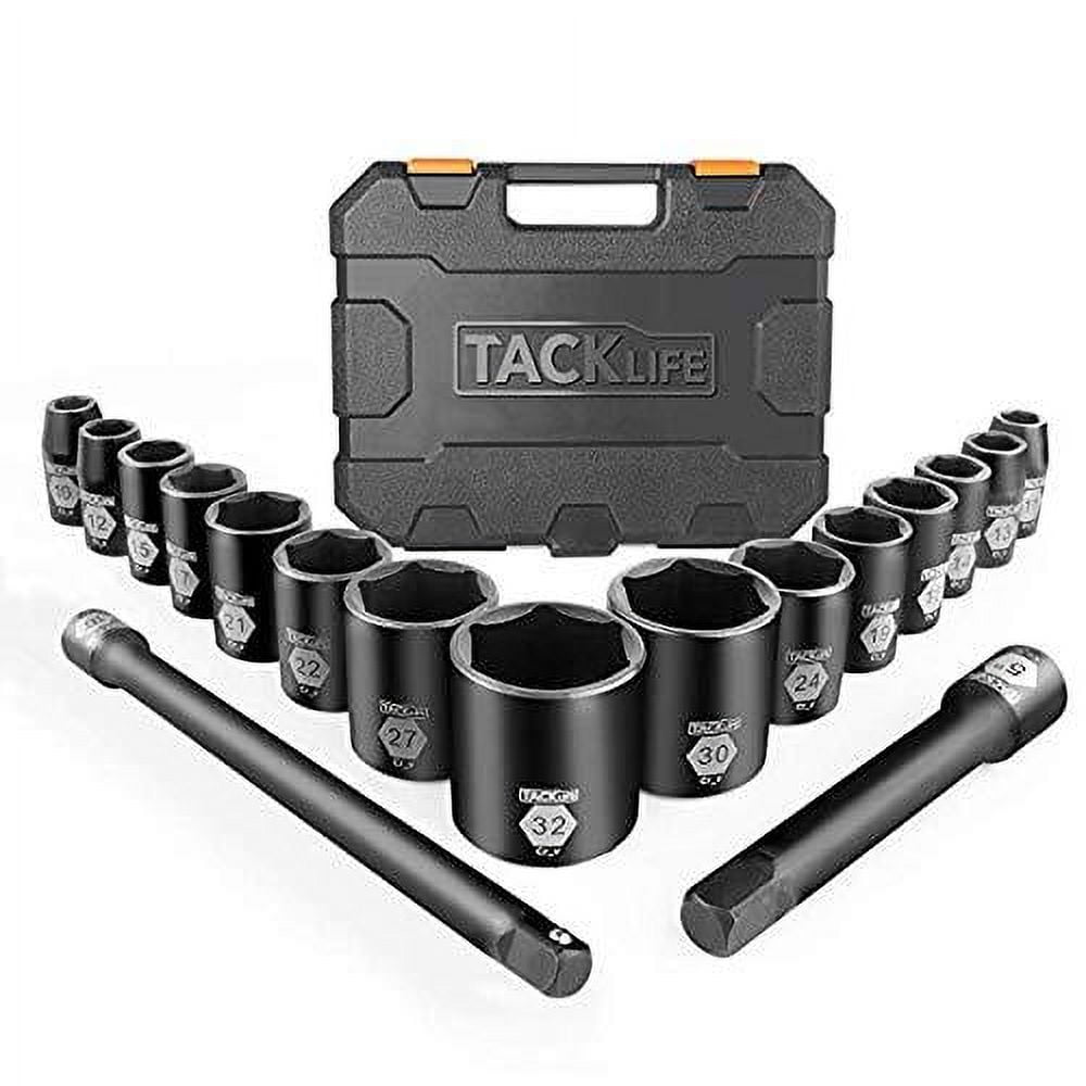 Tacklife 17 Pcs(15PCS Sockets,2PCS Extensions)1/2 inch Drive Master