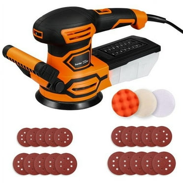 Tacklife 450W 5-inch Power Random Orbital Sander Up to 13,000 RPM Adjustable Speeds & Dust Collection System with 20Pcs Sandpapers & Polishing Kit for Woodworking - PRS03A