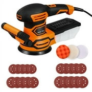 Tacklife 450W 5-inch Power Random Orbital Sander Up to 13,000 RPM Adjustable Speeds & Dust Collection System with 20Pcs Sandpapers & Polishing Kit for Woodworking - PRS03A