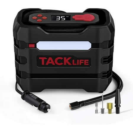 Tacklife A6 Car Tire Inflator 12V DC Portable Air Compressor, Red