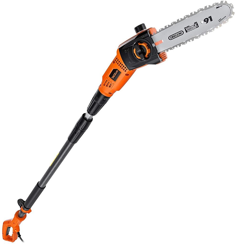 Tacklife Electric Pole Saw, 6-Amp 5.58-7.54 Ft Telescoping Electric Pole Saw,  Oregon Chain, 11.3 M/S Chain Speed, Tool-Free Installation 
