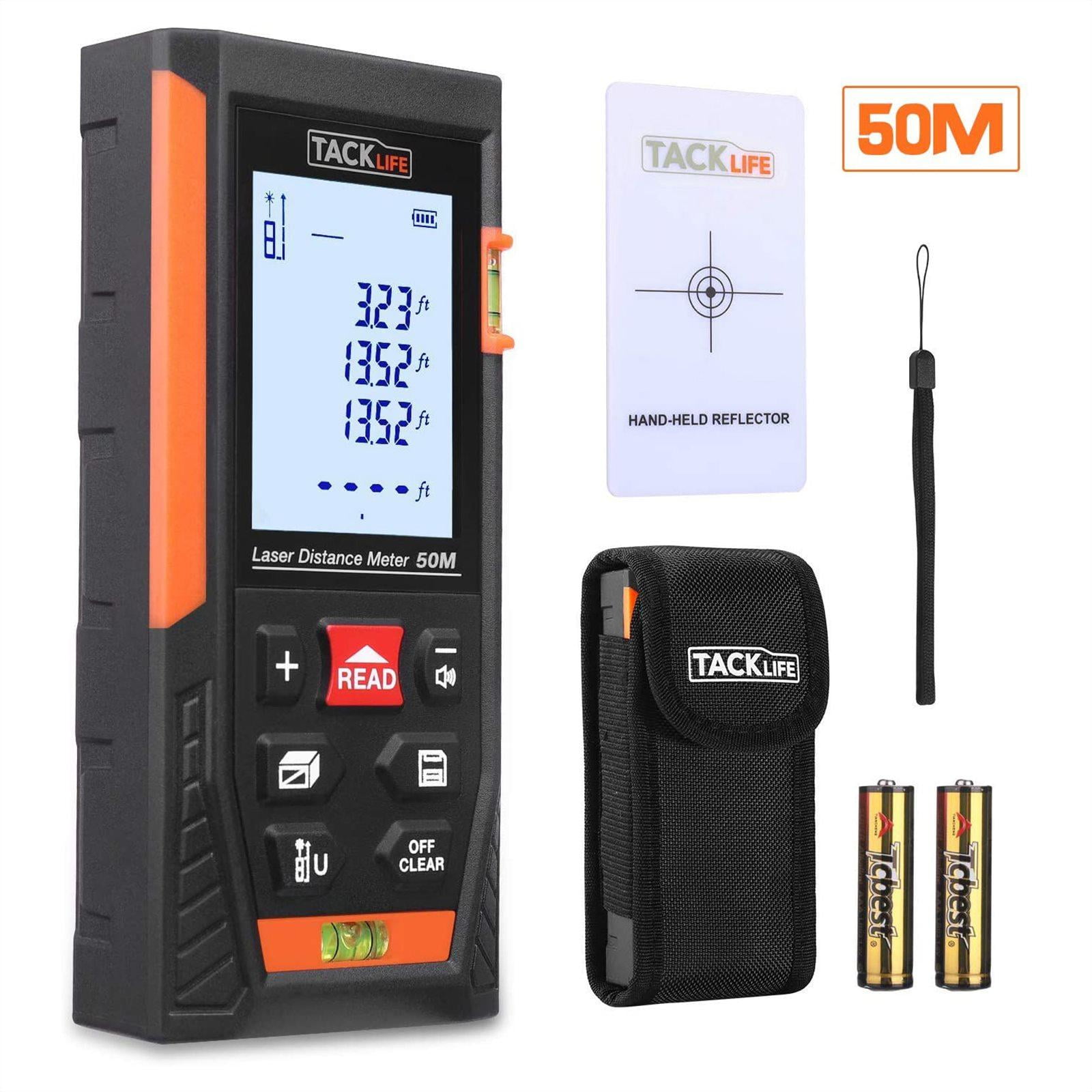 Tacklife Laser Measure Mute Distance with 2 Bubble Levels, Measure Distance, Area and Volume HD50