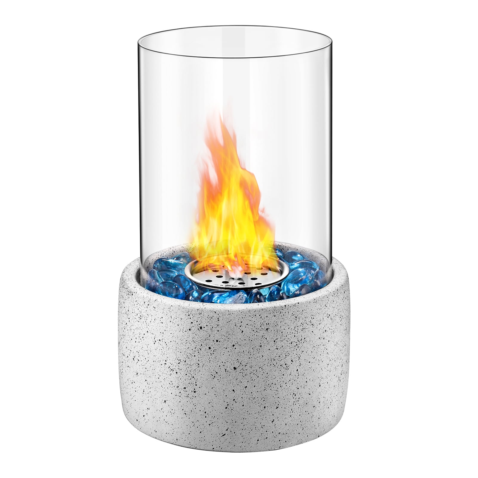 Tacklife Tabletop Fire Pit, Tabletop Fireplace with Glass Stone