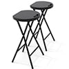 TacleeKii 2 Pack 24" Folding Stool with Handle, Folding Bar Chair with Safety Lock, for Outdoor Indoor, Assembly Free, Black
