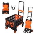 thumbnail image 1 of TacleeKii 2-in-1 Folding Hand Truck Dolly with Collapsible Basket, 330Lb Capacity, Retractable Handle, Portable Cart for Moving, Shopping, Orange, 1 of 10