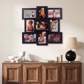 TacleeKii 4x6 Multi Photo Frames Set, 9 Slots, Collage Wall Decor with Glass Front, Family, Wedding, or Gallery Display, Black