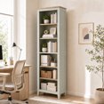 thumbnail image 1 of TacleeKii 6-Tier Bookshelf, Freestanding Bookcase with Open Shelves and Anti-Tip Design, Light Green & Wood Color, 1 of 9