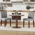 thumbnail image 1 of TacleeKii Dining Chairs Set of 2, Cotton Linen Upholstery, for Dining Room, Gray, 1 of 6