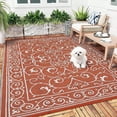 thumbnail image 1 of TacleeKii Outdoor Patio Rug 8' x 10' Reversible Camping Mat, Stain-Resistant Plastic Straw Rug, for Porch, Deck, Balcony, Beach, Garden, Orange, 1 of 7
