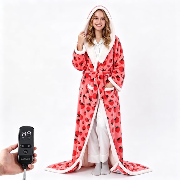 TacleeKii Wearable Heated Blanket with Foot Pocket and Hood, Electric Heated Throw with Sleeves and Belt, 10 Heat Settings, 1-9H Timer, Full Body Warmth, Machine Washable, 50" x 72" + 18"