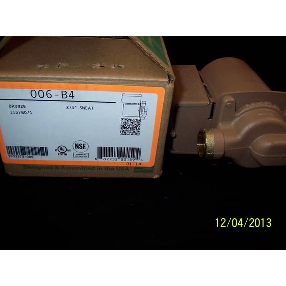 Taco 006-B4 Bronze Circulating Pump 3/4" Sweat Circulates Water Wood Boiler