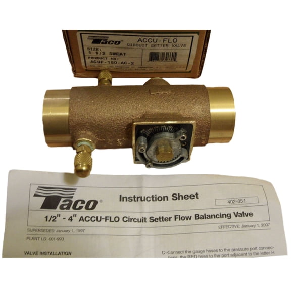 Taco Accu-Flo Circuit Setting Hydronic Balancing Valve ACUF-150-AC-2 1-1/2"