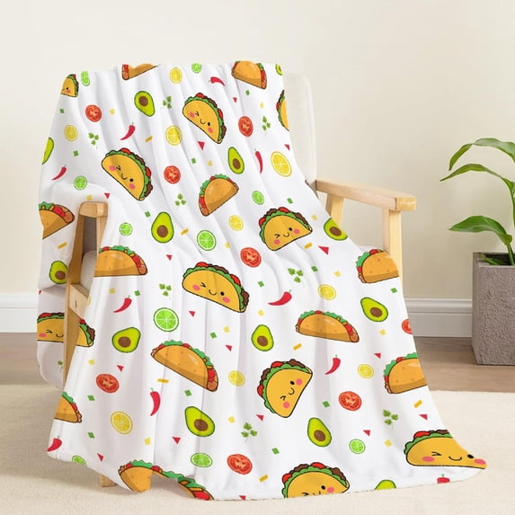 Taco Avocado Blanket-Taco Blanket for Boys, Girls Taco Gift for Taco Lovers-Cozy Soft Flannel Lightweight and Warm Used for Room Bed Camping 50"x60"