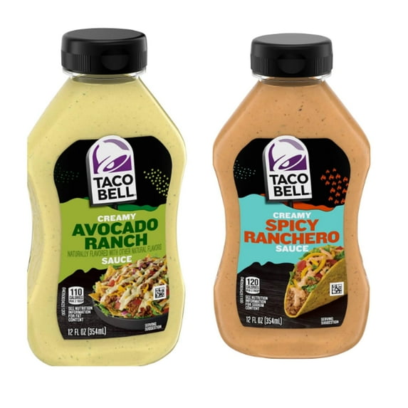 Taco Bell Creamy Avocado Ranch Sauce and Spicy Ranchero Creamy 12 fl. oz. Bottle