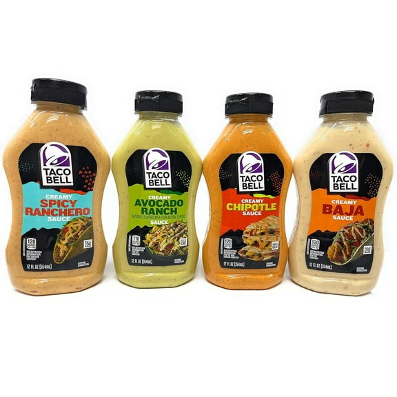 Taco Bell Creamy Taco Sauce 4-PACK Bundle: (1) Avocado Ranch, (1) Chipotle, (1) Baja, (1) Spicy Ranchero