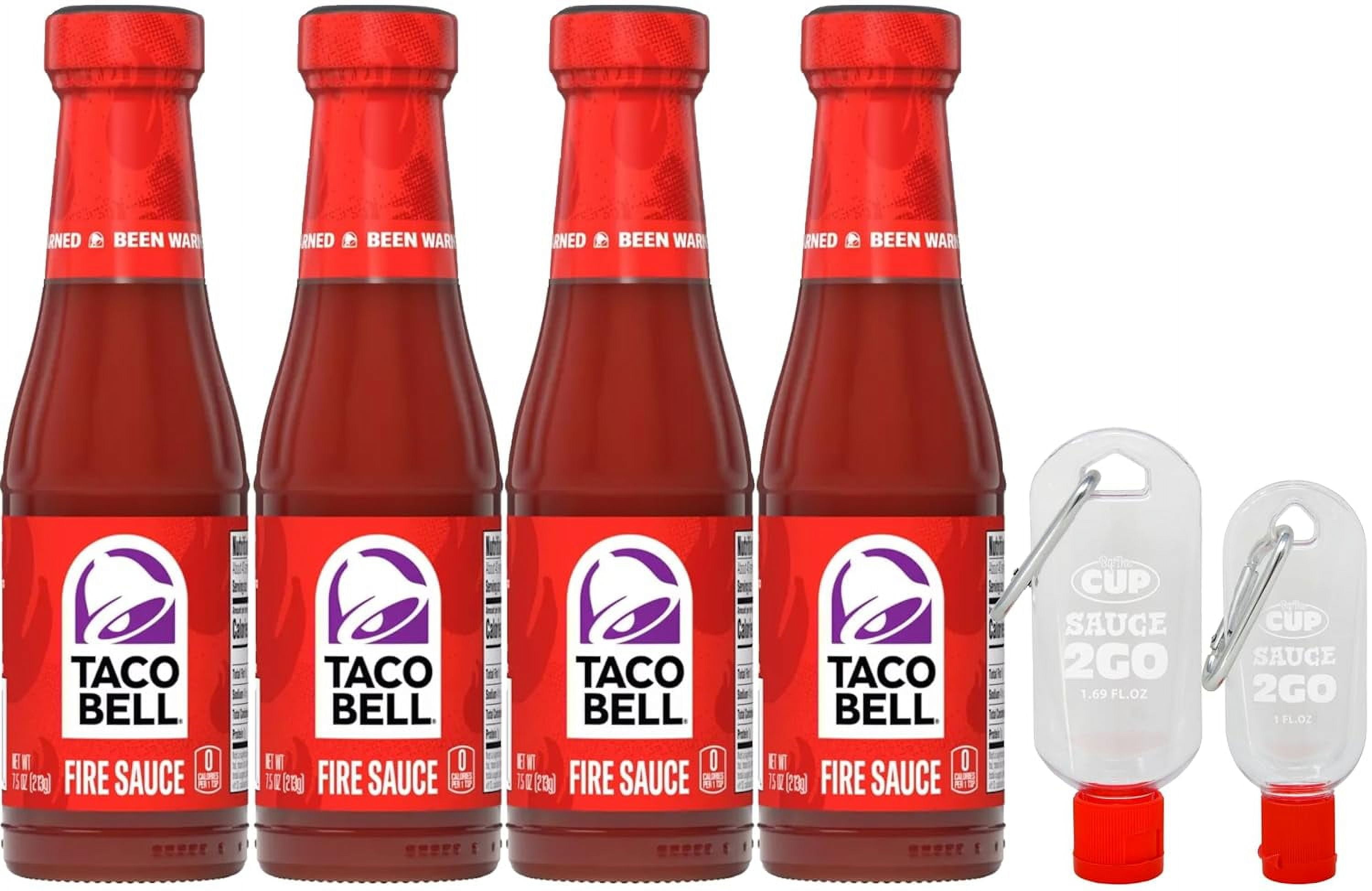 Taco Bell Fire Sauce 7.5 Ounce (Pack of 4) with 2 Go Keychains 1.69 Fl