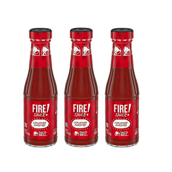 Taco Bell Fire Sauce Glass Bottle, 7.5 OZ