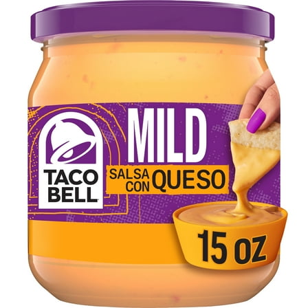 Taco Bell Mild Salsa Con Queso Mild Cheese Dip, 15 oz Jar, Shelf-Stable