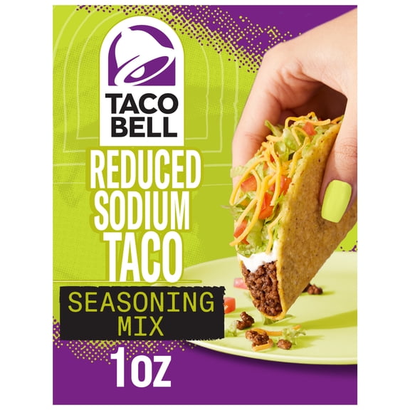 Taco Bell Reduced Sodium Taco Seasoning Mix with 25% Less Sodium, 1 oz Packet