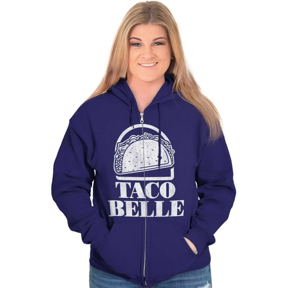 Taco Belle Mexican Fast Food Funny Zip Up Hoodie Men's Women's Brisco Brands L