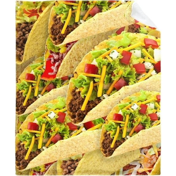 Taco Blanket Food Throws Funny Gift for Kids Girl Boys Lightweight Fleece Throw Novelty Realistic Super Soft Comfy Gifts for Teens Women Men Flannel Bedding Sheet Blankets for Couch Sofa,60"x50"