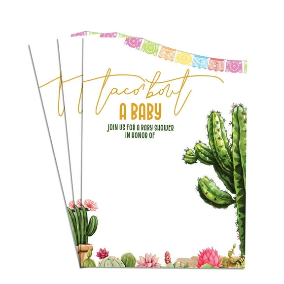 Taco Bout A Baby Cute Baby Shower Invitation Card Set of 50 Adorable Design High-Quality Paper Perfect for Baby Boy or Girl Celebration 4x6 in