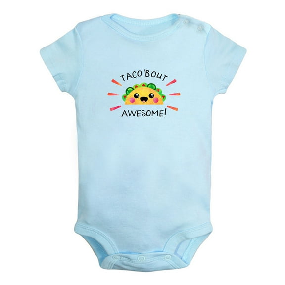 Taco' Bout Awesome Novelty Rompers For Babies, Newborn Baby Unisex Bodysuits, Infant Jumpsuits, Toddler 0-24 Months Kids One-Piece Oufits (Blue, 0-6 Months)