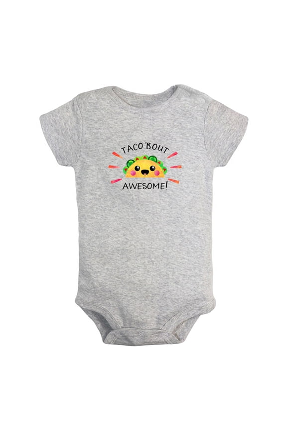 Taco' Bout Awesome Novelty Rompers For Babies, Newborn Baby Unisex Bodysuits, Infant Jumpsuits, Toddler 0-24 Months Kids One-Piece Oufits (Gray, 0-6 Months)