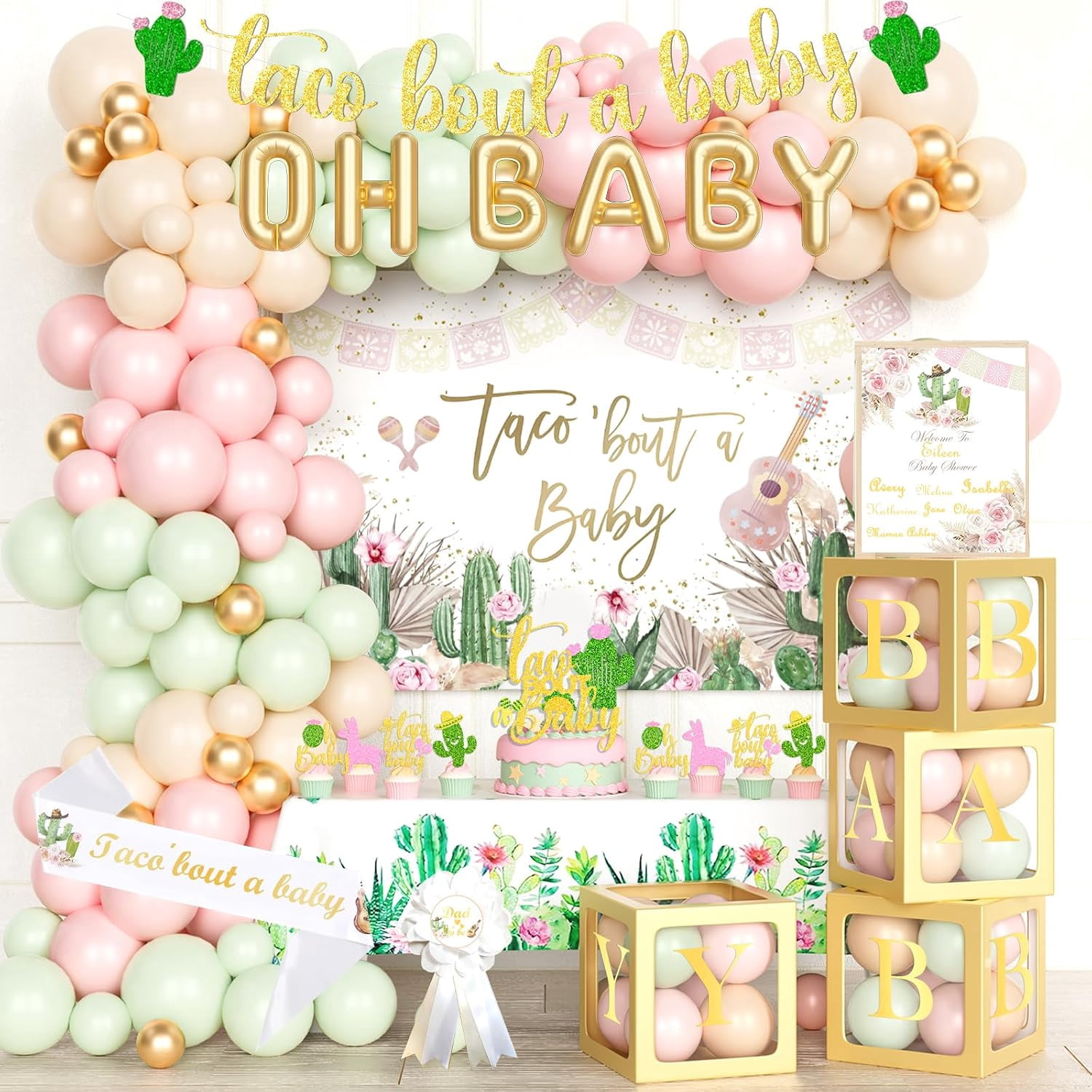 Taco Bout A Baby Decorations, Mexican Baby Shower Decorations, Pastel ...