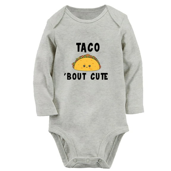 Taco Bout Cute Funny Rompers, Newborn Baby Unisex Bodysuits, Infant Jumpsuits, Toddler 0-12 Months Kids Long Sleeves Oufits (Gray, 6-12 Months)