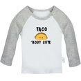thumbnail image 1 of Taco Bout Cute Funny T shirt For Baby, Newborn Babies T-shirts, Infant Tops, 0-24M Kids Graphic Tees Clothing (Long Gray Raglan T-shirt, 18-24 Months), 1 of 4