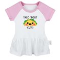 thumbnail image 1 of Taco' Bout Cute Novelty Dresses For Baby, Newborn Babies Skirts, Infant Princess Dress, 0-24M Kids Graphic Clothes (Pink Raglan Dresses, 12-18 Months), 1 of 5