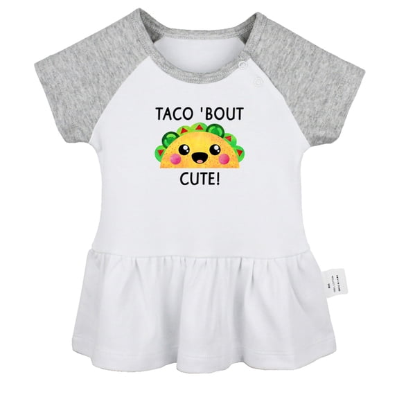 Taco' Bout Cute Novelty Dresses For Baby, Newborn Babies Skirts, Infant Princess Dress, 0-24M Kids Graphic Clothes (Gray Raglan Dresses, 0-6 Months)
