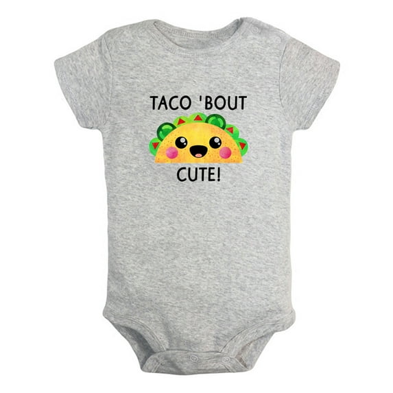 Taco' Bout Cute Novelty Rompers For Babies, Newborn Baby Unisex Bodysuits, Infant Jumpsuits, Toddler 0-24 Months Kids One-Piece Oufits (Gray, 6-12 Months)